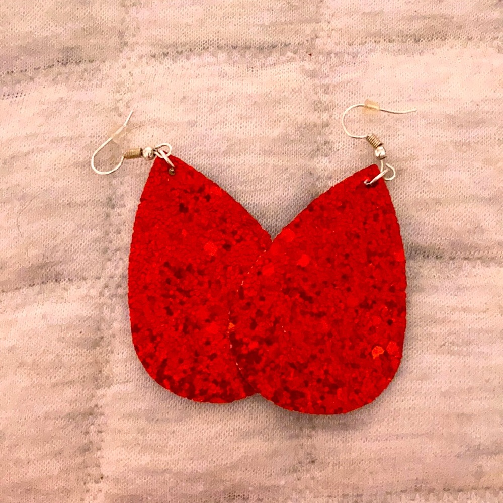 these are some red sparkly earrings!